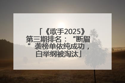 《歌手2025》第三期排名：“断眉”袭榜单依纯成功，白举纲被淘汰