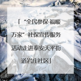“全民参保·福暖万家”社保宣传服务活动走进泰安天平街道岩庄社区