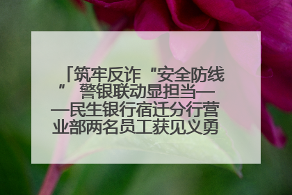 筑牢反诈“安全防线” 警银联动显担当——民生银行宿迁分行营业部两名员工获见义勇为基金会表彰