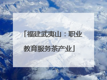 福建武夷山：职业教育服务茶产业