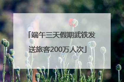 端午三天假期武铁发送旅客200万人次