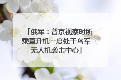 俄军：普京视察时所乘直升机一度处于乌军无人机袭击中心
