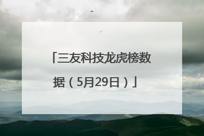 三友科技龙虎榜数据（5月29日）