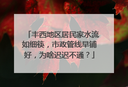 丰西地区居民家水流如细筷，市政管线早铺好，为啥迟迟不通？