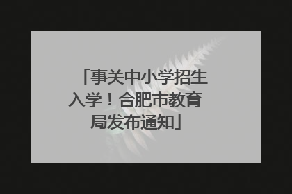 事关中小学招生入学！合肥市教育局发布通知