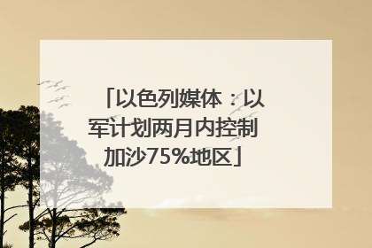 以色列媒体：以军计划两月内控制加沙75%地区