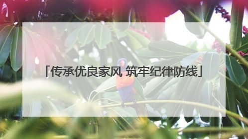 传承优良家风 筑牢纪律防线