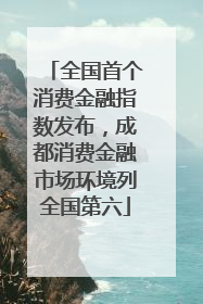 全国首个消费金融指数发布，成都消费金融市场环境列全国第六
