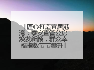 匠心打造宜居港湾：泰安直管公房焕发新颜，群众幸福指数节节攀升