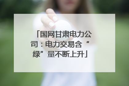 国网甘肃电力公司：电力交易含“绿”量不断上升