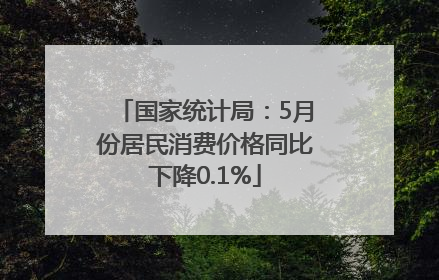 国家统计局：5月份居民消费价格同比下降0.1%