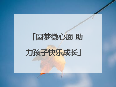 圆梦微心愿 助力孩子快乐成长