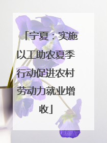 宁夏：实施以工助农夏季行动促进农村劳动力就业增收