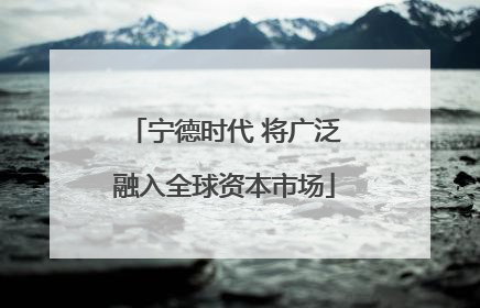 宁德时代 将广泛融入全球资本市场