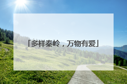 多样秦岭，万物有爱