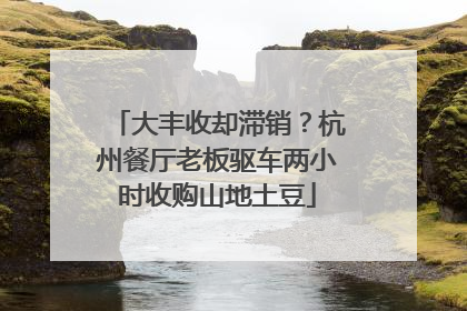 大丰收却滞销？杭州餐厅老板驱车两小时收购山地土豆