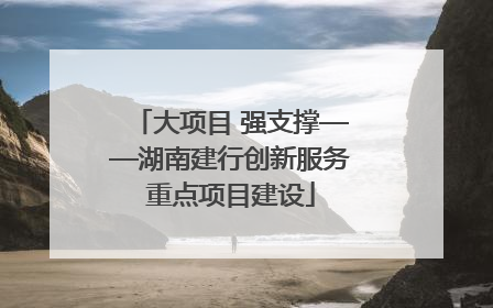 大项目 强支撑——湖南建行创新服务重点项目建设