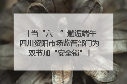 当“六一”邂逅端午 四川资阳市场监管部门为双节加“安全锁”