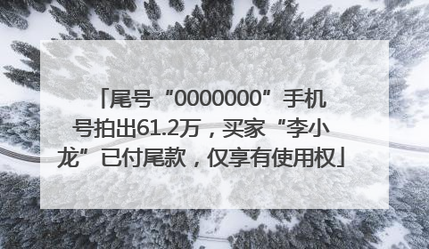 尾号“0000000”手机号拍出61.2万，买家“李小龙”已付尾款，仅享有使用权