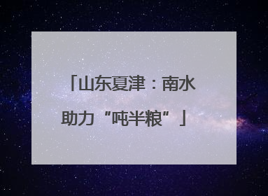 山东夏津：南水助力“吨半粮”