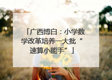 广西博白：小学数学改革培养一大批“速算小能手”