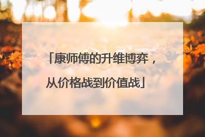 康师傅的升维博弈，从价格战到价值战