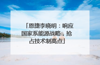 恩捷李晓明：响应国家系能源战略，抢占技术制高点