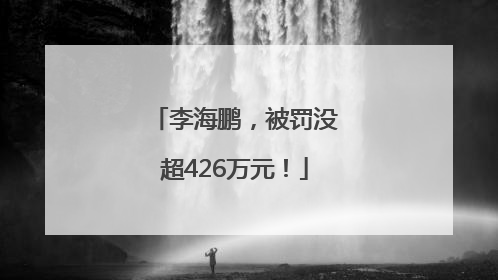 李海鹏，被罚没超426万元！