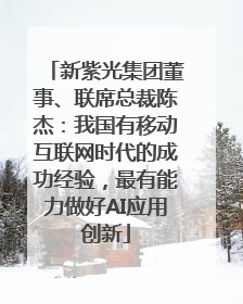 新紫光集团董事、联席总裁陈杰：我国有移动互联网时代的成功经验，最有能力做好AI应用创新