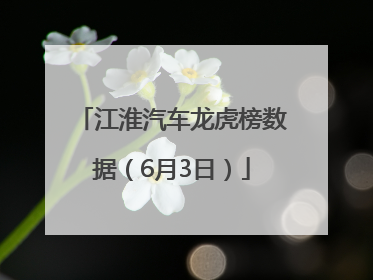 江淮汽车龙虎榜数据（6月3日）