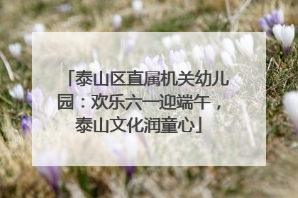泰山区直属机关幼儿园：欢乐六一迎端午，泰山文化润童心