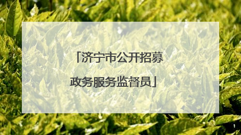 济宁市公开招募政务服务监督员