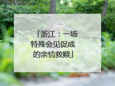 浙江：一场特殊会见促成的亲情救赎