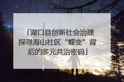 湖口县创新社会治理 探寻海山社区“蝶变”背后的多元共治密码