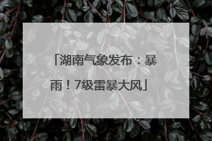 湖南气象发布：暴雨！7级雷暴大风