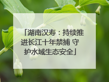 湖南汉寿：持续推进长江十年禁捕 守护水域生态安全
