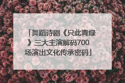 舞蹈诗剧《只此青绿》三大主演解码700场演出文化传承密码