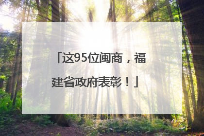 这95位闽商，福建省政府表彰！