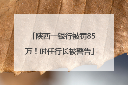 陕西一银行被罚85万！时任行长被警告