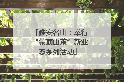 雅安名山：举行“蒙顶山茶”新业态系列活动