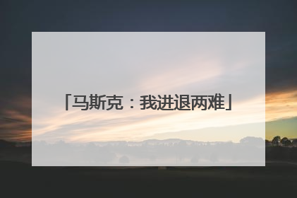 马斯克：我进退两难