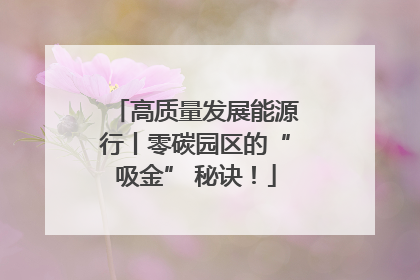 高质量发展能源行丨零碳园区的“吸金” 秘诀！