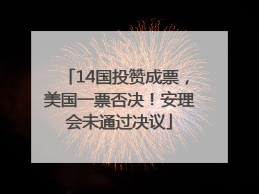 14国投赞成票，美国一票否决！安理会未通过决议