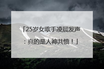 25岁女歌手凌晨发声：真的是人神共愤！