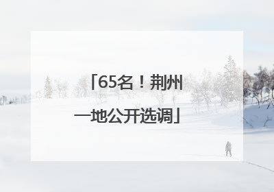 65名！荆州一地公开选调