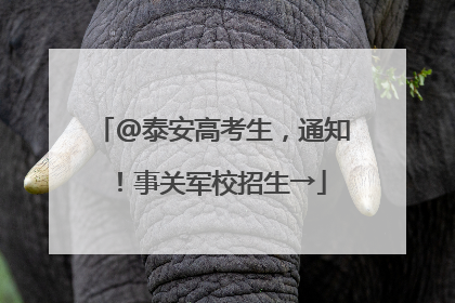 @泰安高考生，通知！事关军校招生→